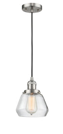 Innovations Lighting Fulton 1-100 watt 7 inch Brushed Satin Nickel Mini Pendant with Clear glass 201CSNG172