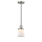 Canton Mini Pendant shown in the Brushed Satin Nickel finish with a Matte White shade