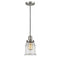 Canton Mini Pendant shown in the Brushed Satin Nickel finish with a Clear shade