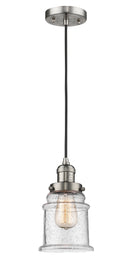 Innovations Lighting Canton 1-100 watt 6.5 inch Brushed Satin Nickel Mini Pendant with Seedy glass 201CSNG184