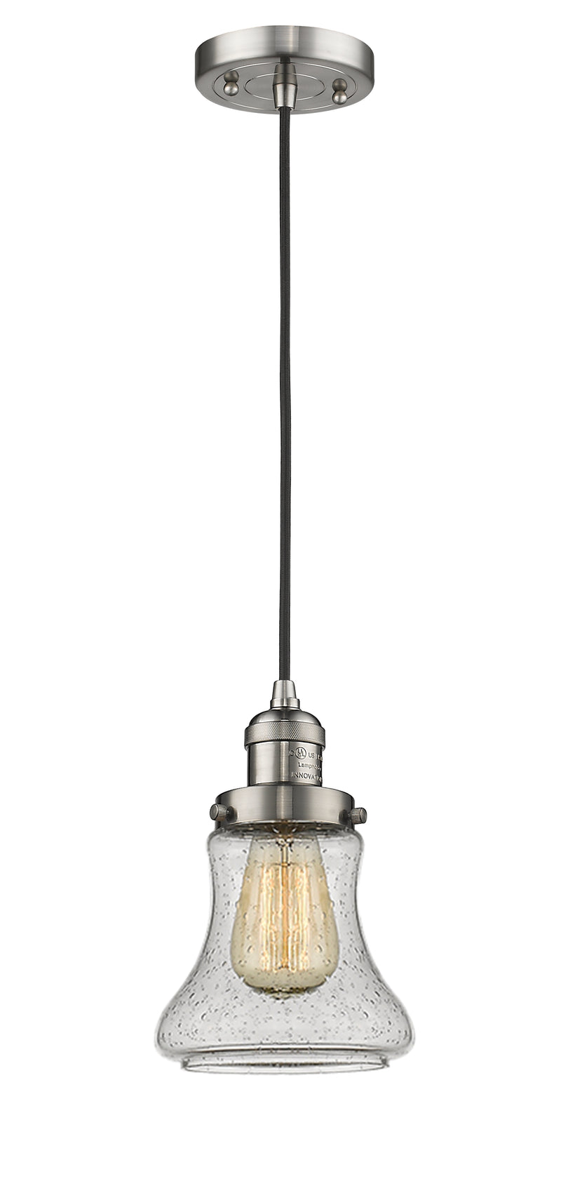 Innovations Lighting Bellmont 1-100 watt 6.5 inch Brushed Satin Nickel Mini Pendant with Seedy glass 201CSNG194