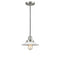 Halophane Mini Pendant shown in the Brushed Satin Nickel finish with a Matte White Halophane shade