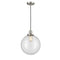 Beacon Mini Pendant shown in the Brushed Satin Nickel finish with a Clear shade