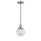 Beacon Mini Pendant shown in the Brushed Satin Nickel finish with a Clear shade