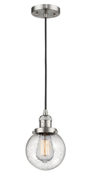 Innovations Lighting Beacon 1-100 watt 8 inch Antique Copper Mini Pendant with Seedy glass 201CSNG2046