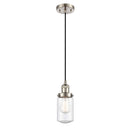 Dover Mini Pendant shown in the Brushed Satin Nickel finish with a Seedy shade