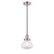 Olean Mini Pendant shown in the Brushed Satin Nickel finish with a Clear shade