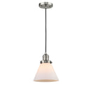 Cone Mini Pendant shown in the Brushed Satin Nickel finish with a Matte White shade