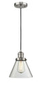 Innovations Lighting Large Cone 1-100 watt 8 inch Brushed Satin Nickel Mini Pendant with Clear glass 201CSNG42