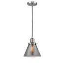 Cone Mini Pendant shown in the Brushed Satin Nickel finish with a Plated Smoke shade