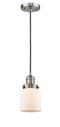 Innovations Lighting Small Bell 1-100 watt 5 inch Brushed Satin Nickel Mini Pendant with Matte White Cased glass 201CSNG51