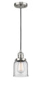 Innovations Lighting Small Bell 1-100 watt 5 inch Brushed Satin Nickel Mini Pendant with Clear glass 201CSNG52