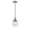 Bell Mini Pendant shown in the Brushed Satin Nickel finish with a Clear shade