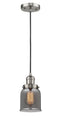 Innovations Lighting Small Bell 1-100 watt 5 inch Brushed Satin Nickel Mini Pendant with Smoked glass 201CSNG53