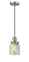 Innovations Lighting Small Bell 1-100 watt 8 inch Antique Copper Mini Pendant with Seedy glass 201CSNG54