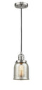 Innovations Lighting Small Bell 1-100 watt 5 inch Brushed Satin Nickel Mini Pendant with Silver Plated Mercury glass 201CSNG58