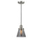 Cone Mini Pendant shown in the Brushed Satin Nickel finish with a Plated Smoke shade