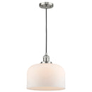 Bell Mini Pendant shown in the Brushed Satin Nickel finish with a Matte White shade