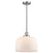 Bell Mini Pendant shown in the Brushed Satin Nickel finish with a Matte White shade