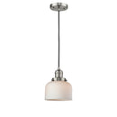 Bell Mini Pendant shown in the Brushed Satin Nickel finish with a Matte White shade