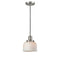 Bell Mini Pendant shown in the Brushed Satin Nickel finish with a Matte White shade