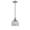 Bell Mini Pendant shown in the Brushed Satin Nickel finish with a Clear shade