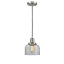 Bell Mini Pendant shown in the Brushed Satin Nickel finish with a Clear shade