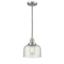 Bell Mini Pendant shown in the Brushed Satin Nickel finish with a Seedy shade