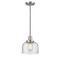 Bell Mini Pendant shown in the Brushed Satin Nickel finish with a Seedy shade