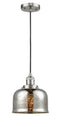 Innovations Lighting Large Bell 1-100 watt 8 inch Brushed Satin Nickel Mini Pendant with Silver Plated Mercury glass 201CSNG78