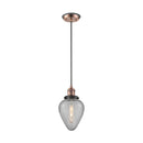 Geneseo Mini Pendant shown in the Antique Copper finish with a Clear Crackled shade