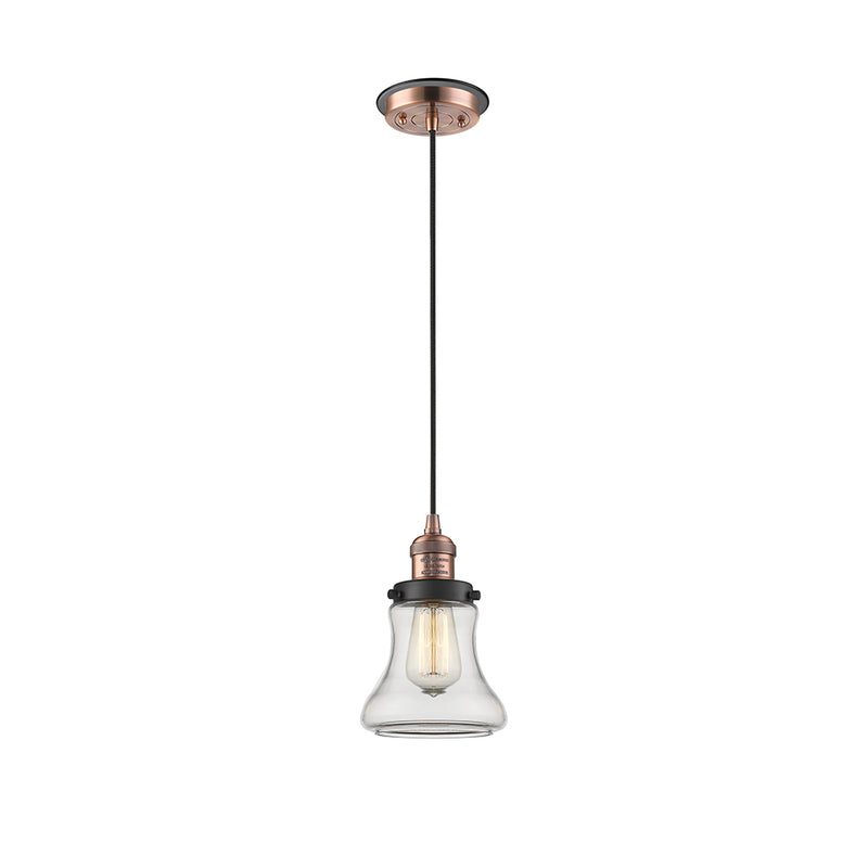 Bellmont Mini Pendant shown in the Antique Copper finish with a Clear shade