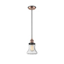 Bellmont Mini Pendant shown in the Antique Copper finish with a Seedy shade