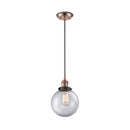 Beacon Mini Pendant shown in the Antique Copper finish with a Clear shade