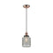 Stanton Mini Pendant shown in the Antique Copper finish with a Clear Wire Mesh shade