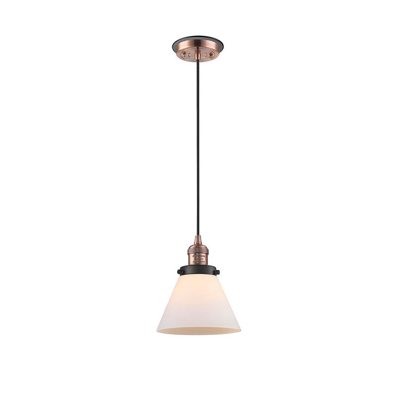 Cone Mini Pendant shown in the Antique Copper finish with a Matte White shade