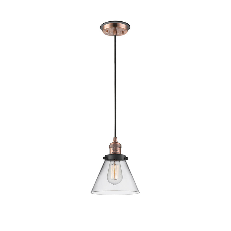 Cone Mini Pendant shown in the Antique Copper finish with a Clear shade