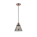 Cone Mini Pendant shown in the Antique Copper finish with a Plated Smoke shade