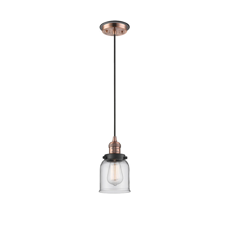 Bell Mini Pendant shown in the Antique Copper finish with a Clear shade