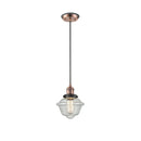 Oxford Mini Pendant shown in the Antique Copper finish with a Seedy shade