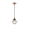 Oxford Mini Pendant shown in the Antique Copper finish with a Seedy shade