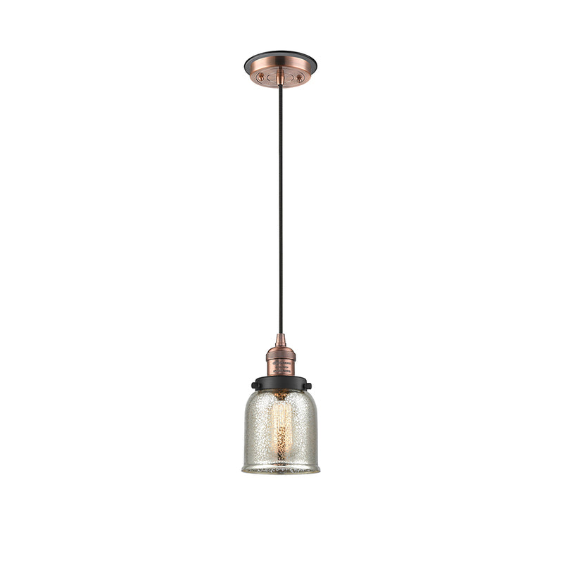 Bell Mini Pendant shown in the Antique Copper finish with a Silver Plated Mercury shade