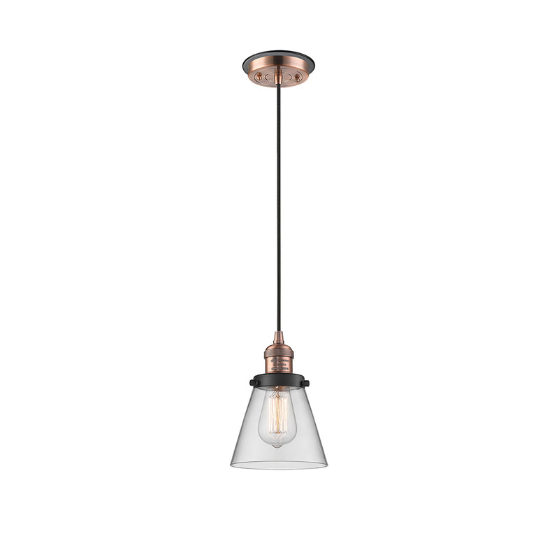 Cone Mini Pendant shown in the Antique Copper finish with a Clear shade