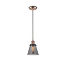 Cone Mini Pendant shown in the Antique Copper finish with a Plated Smoke shade