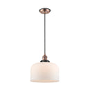 Bell Mini Pendant shown in the Antique Copper finish with a Matte White shade