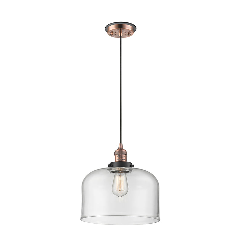 Bell Mini Pendant shown in the Antique Copper finish with a Clear shade