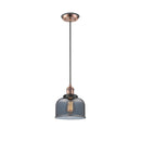 Bell Mini Pendant shown in the Antique Copper finish with a Plated Smoke shade