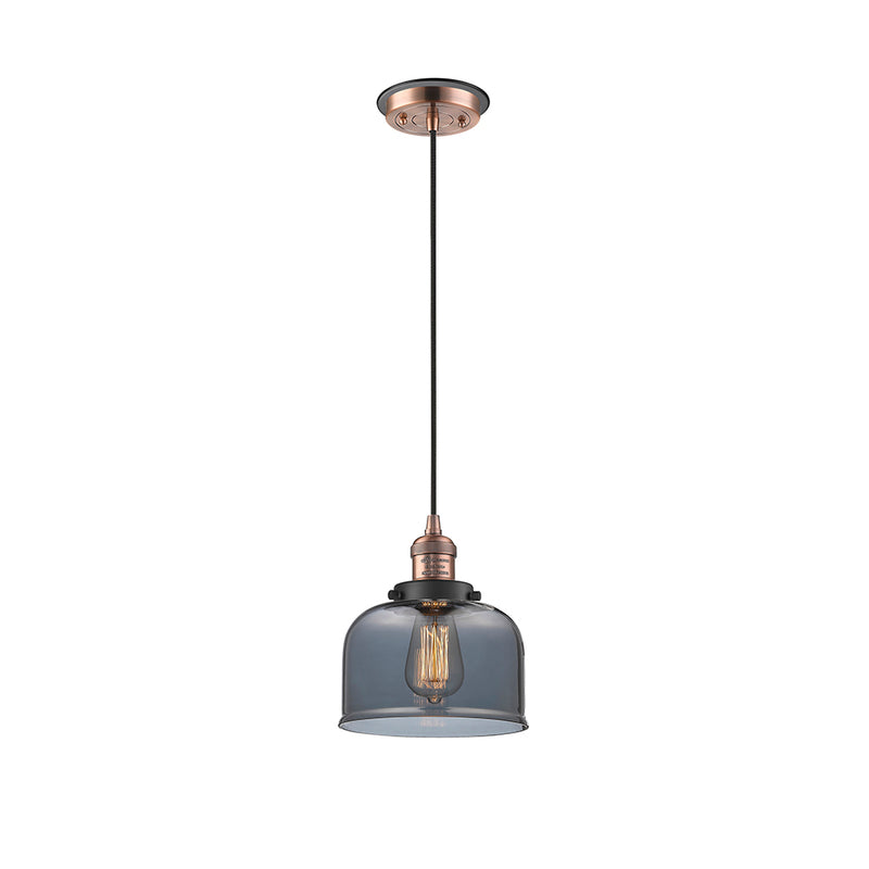 Bell Mini Pendant shown in the Antique Copper finish with a Plated Smoke shade