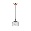 Bell Mini Pendant shown in the Antique Copper finish with a Seedy shade