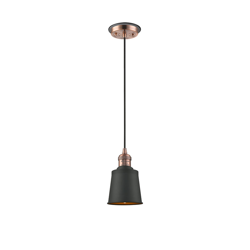 Addison Mini Pendant shown in the Antique Copper finish with a Antique Copper shade